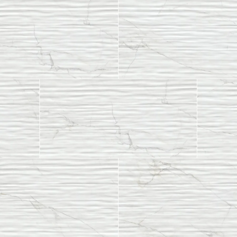 Dymo Calacatta Stripe White ceramic tile — MSI