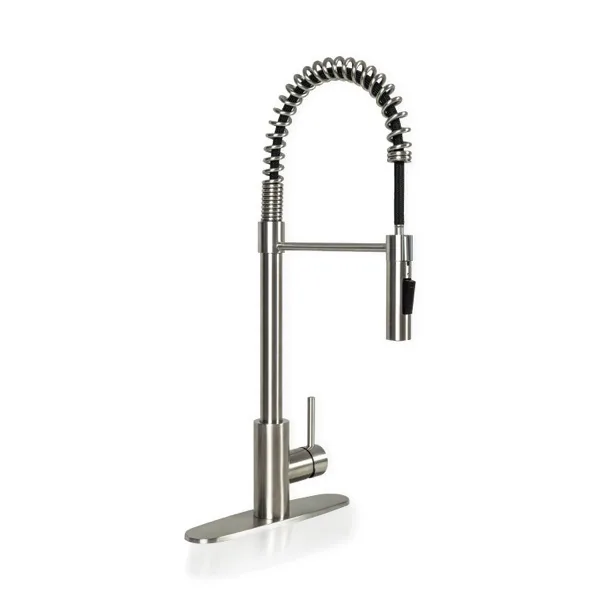 1-Handle Pull-Down Sprayer Kitchen with Deckplate Brushed Nickel — MSI Surfaces faucet