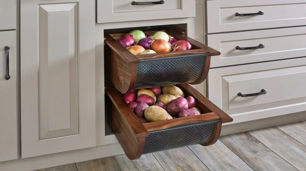 Wood/Stainless Steel Produce Pullout Baskets 4SSB — by Rev-a-Shelf