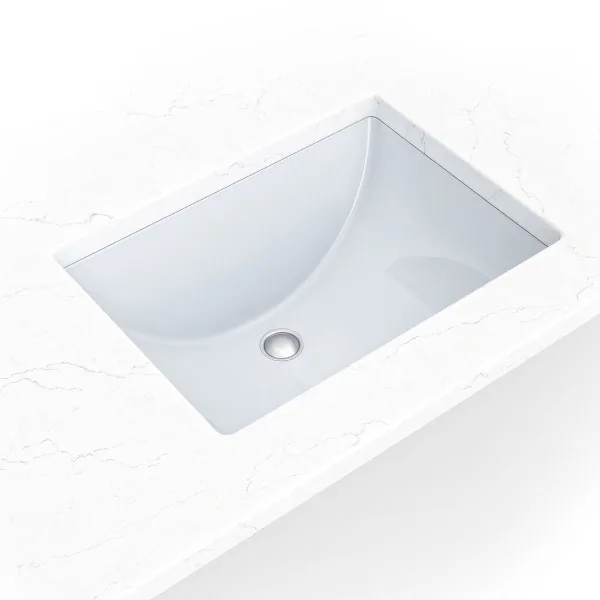 White Rectangle 1813 sink — MSI Surfaces at WoodArt Cabinets San Antonio