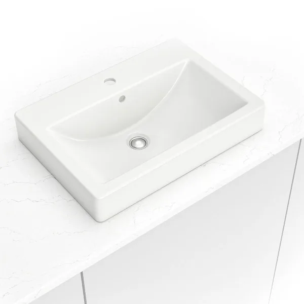 Overmount White Rectangle 2417 sink — MSI Surfaces at WoodArt Cabinets San Antonio